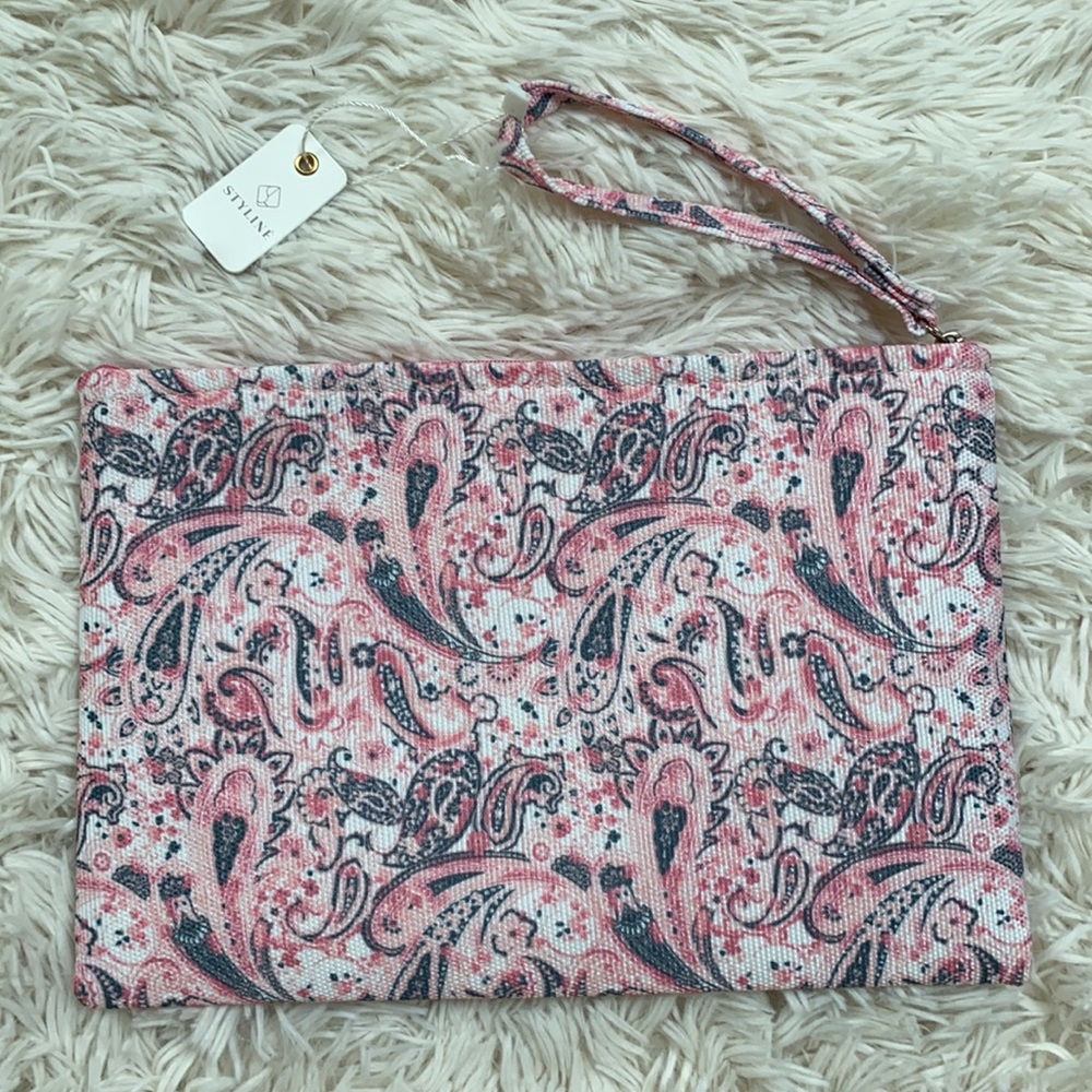 🎉2X HP🎉 Styliné Paisley Clutch Wristlet 💗 Pink & Gray - Picture 10 of 16